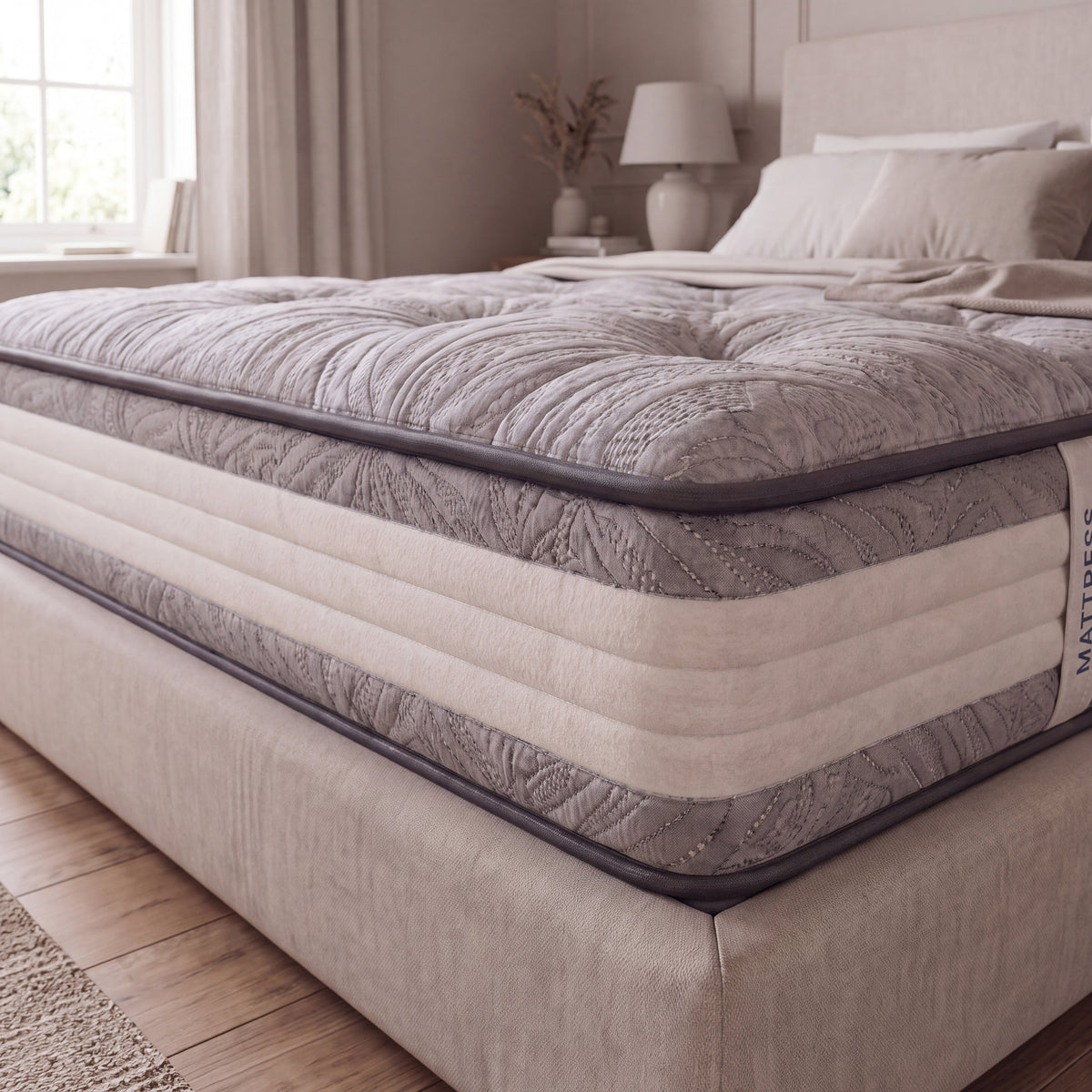 Close-up of the Cloud-Flex1000 quilted pillow top and padded border