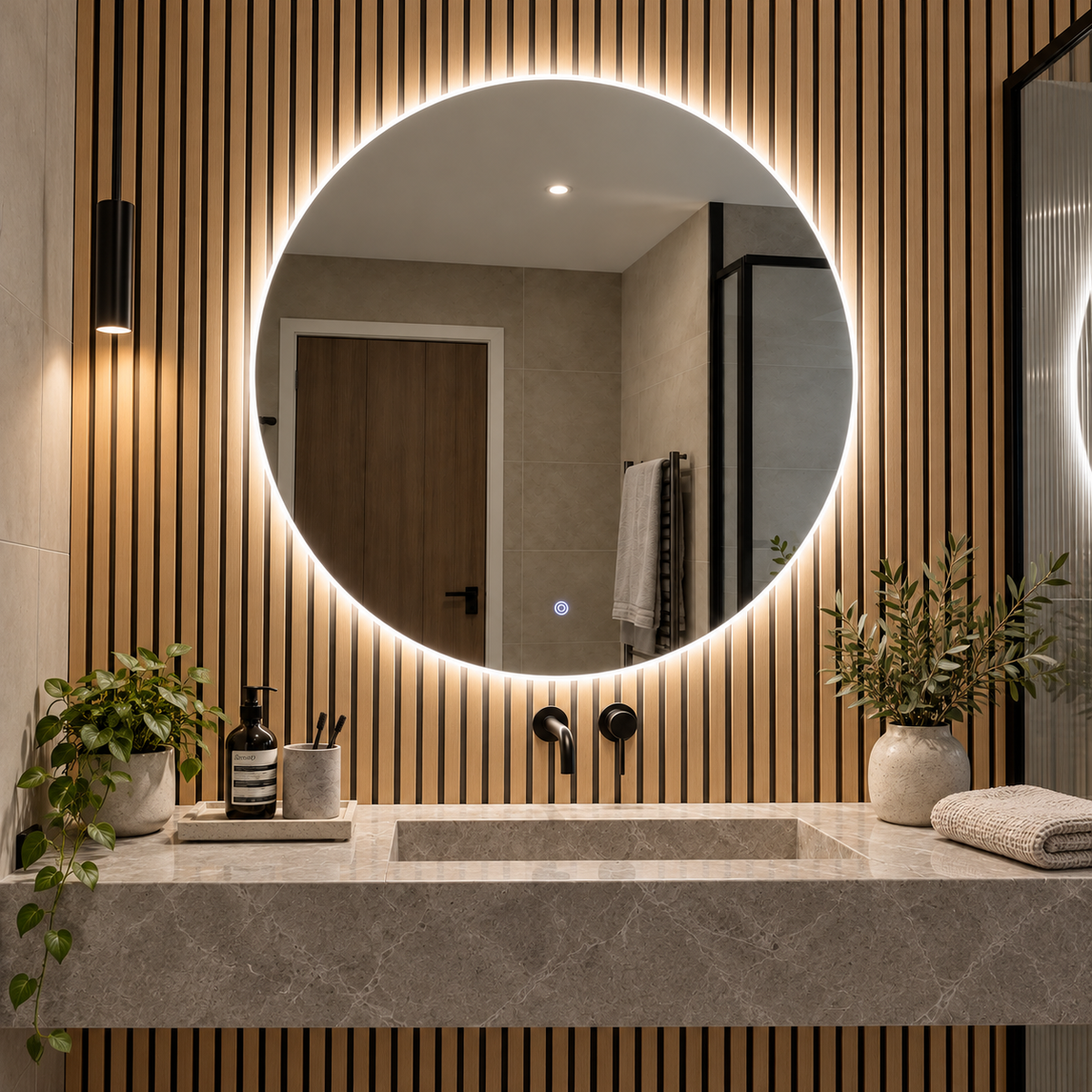 Round backlit LED mirror, image 1