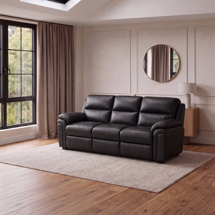 Kensington 3 seater recliner in black