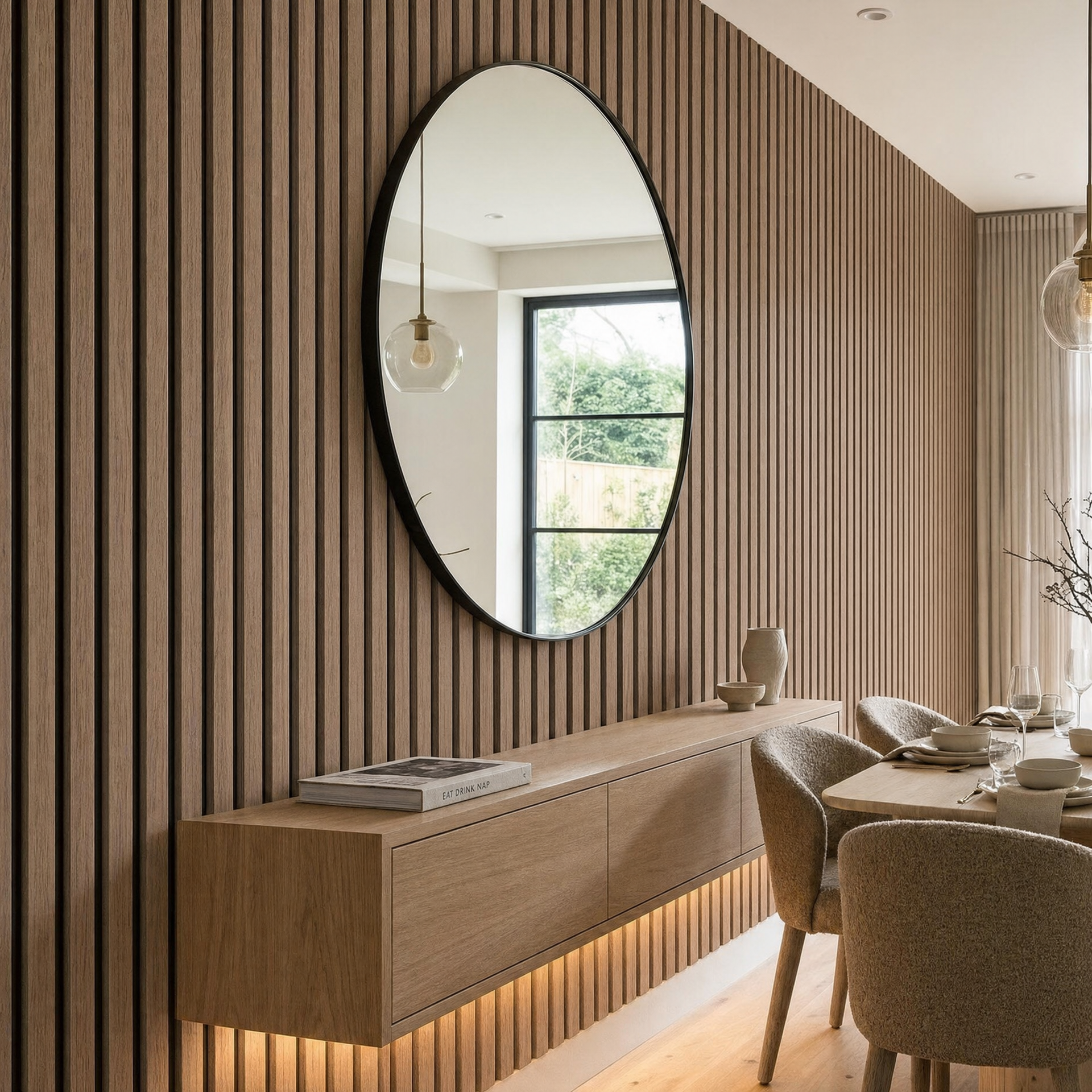 Luxury 3-Sided Slatted Wall Panels – 240cm x 60cm (Multiple Colours)