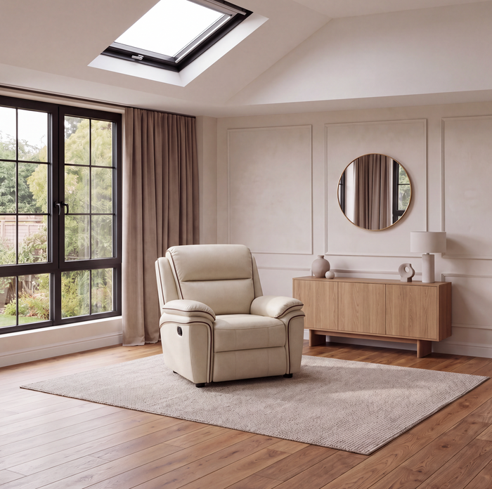 Kensington recliner armchair in ivory