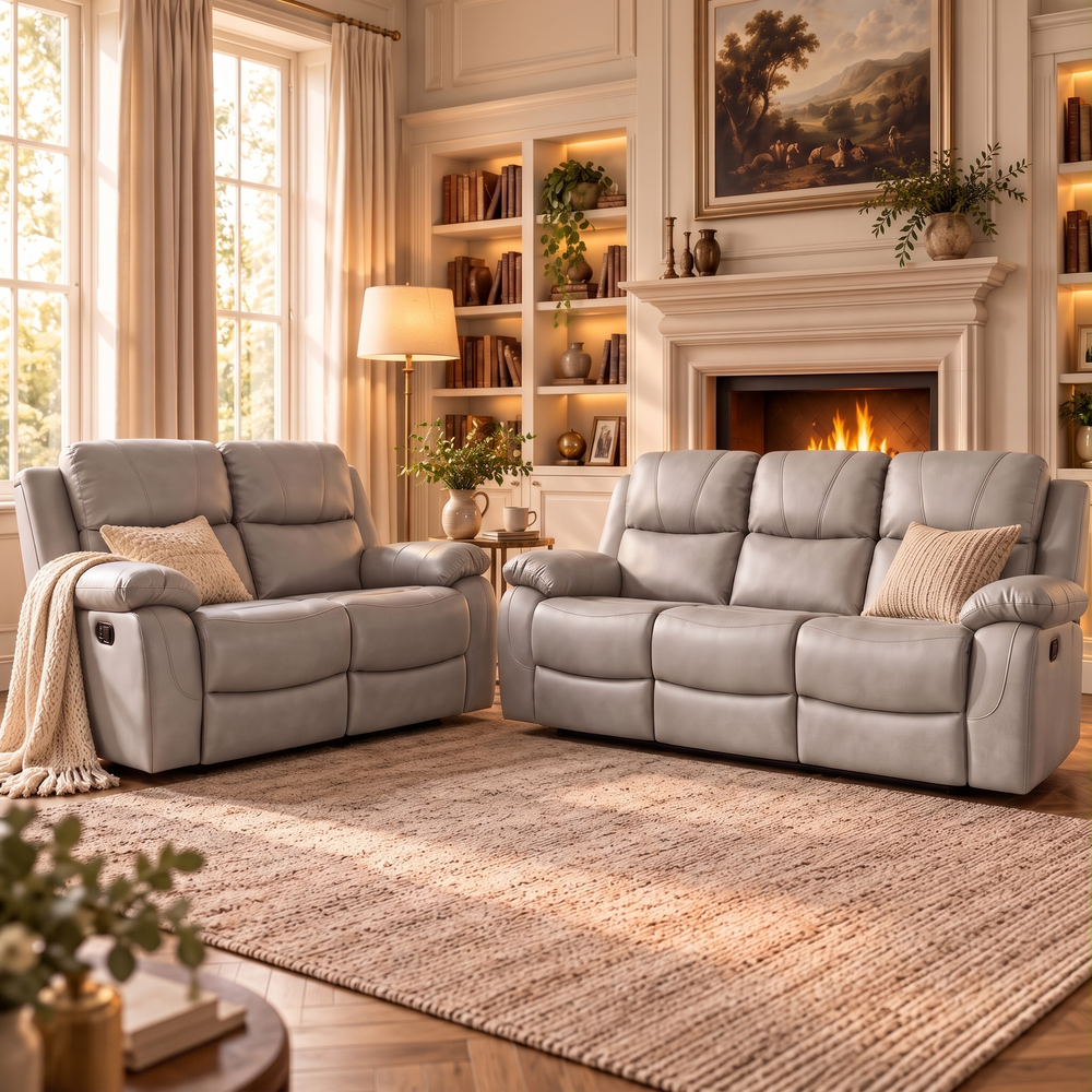 Belgravia 3+2 recliner set in light grey