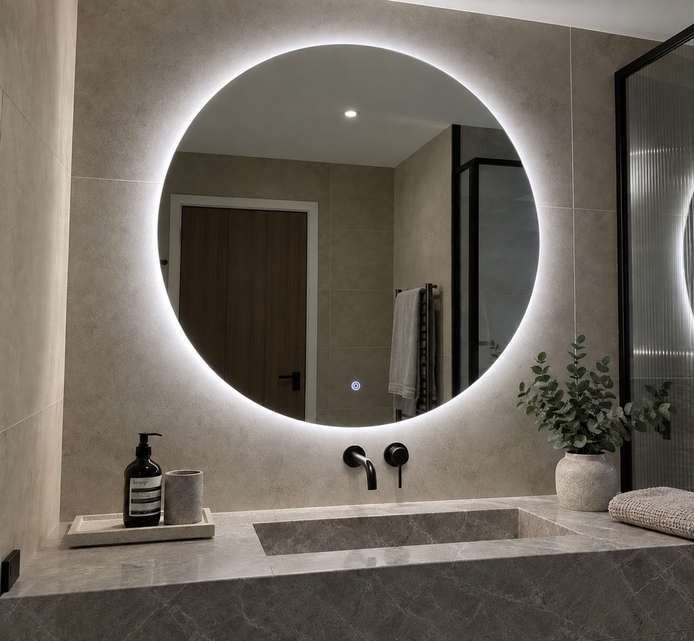 Round backlit LED mirror, plug in
