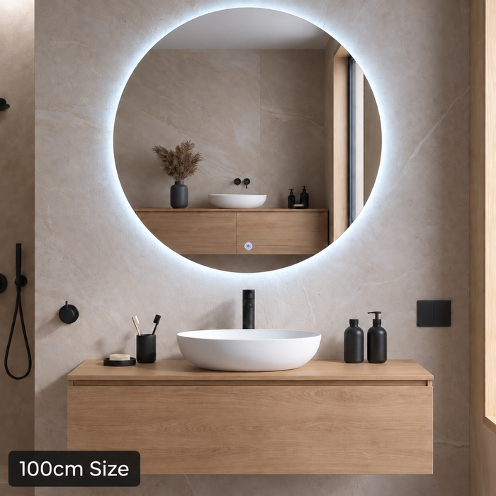 100cm round backlit LED mirror